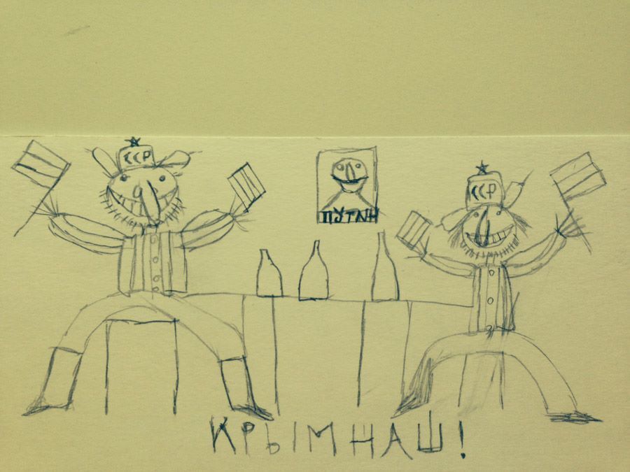 Российский художник в образе 7-летнего мальчика рисует яркие карикатуры на Путина и войну в Украине