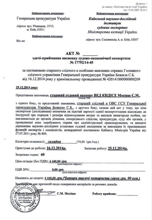 ГПУ витратила на експертизу у справі Портнова суму, що перевищує пред'явлені йому зловживання у 5 разів