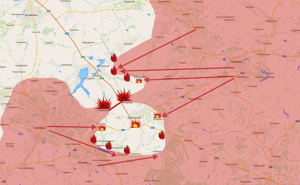 Опубликована карта боев на "трассе жизни" под Дебальцево