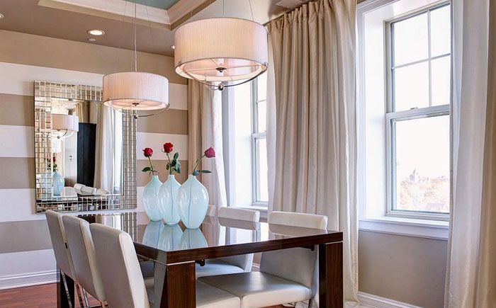 10 потрясающих столовых с полосатыми стенами