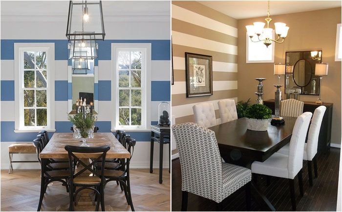 10 потрясающих столовых с полосатыми стенами