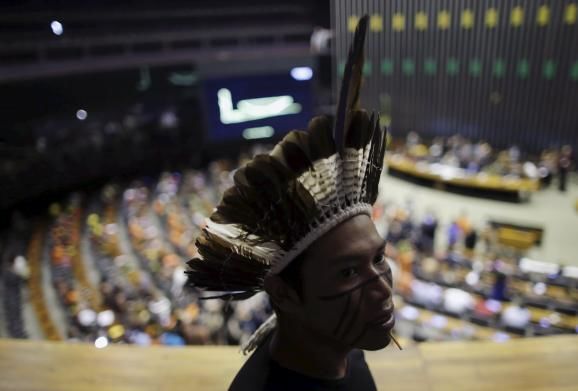 В чем мать родила: бразильские индейцы шокировали парламент нарядами