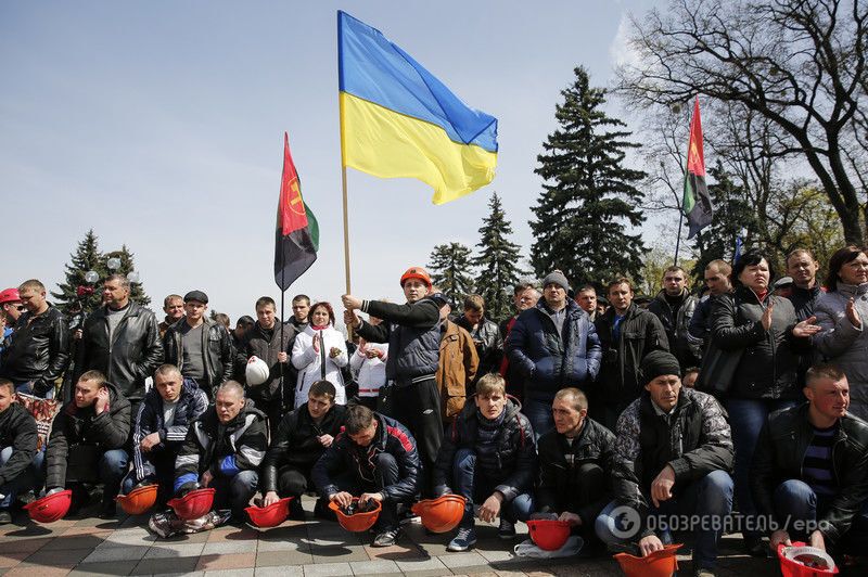 Митинг шахтеров под Верховной Радой