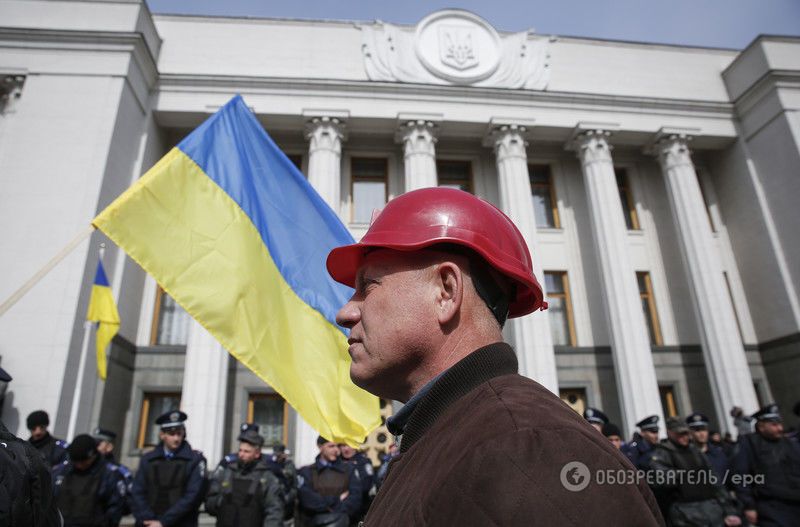 Митинг шахтеров под Верховной Радой