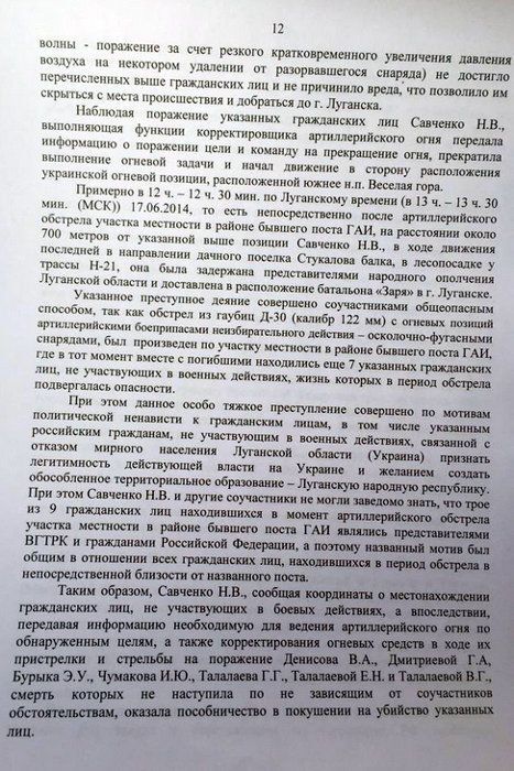 Опубликован полный текст окончательного обвинения Савченко