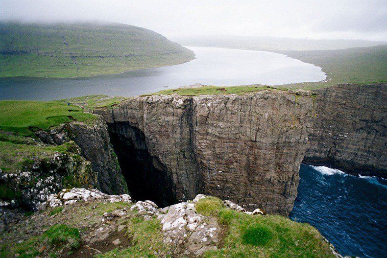Необычное озеро Сорвагсватн на Фарерских островах