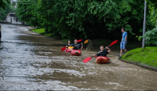 Ураган во Львове: плавающие авто и поваленные деревья