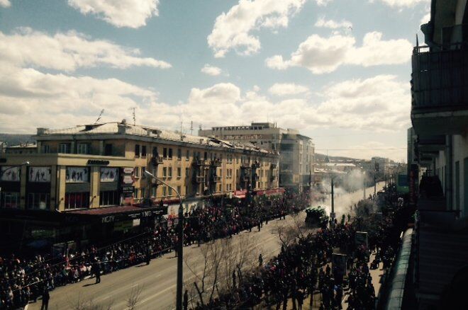 В России на параде загорелся "БУК": фотофакт