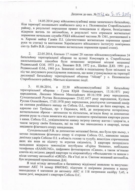 Москаль подал в ГПУ список преступлений "Айдара": документ