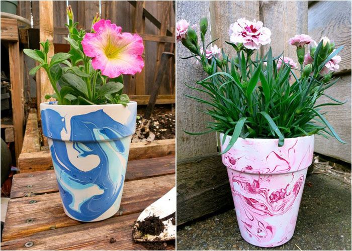 Как украсить цветочные вазоны: потрясающая роспись лаком для ногтей