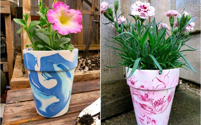 Как украсить цветочные вазоны: потрясающая роспись лаком для ногтей