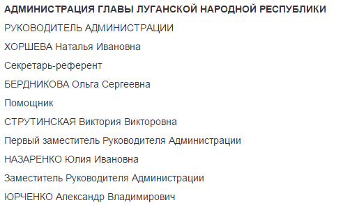 Вертикаль власти террористов "ЛНР": опубликован поименный список