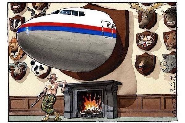 "Putin kills": карикатуры мировых СМИ на виновника крушения Boeing-777