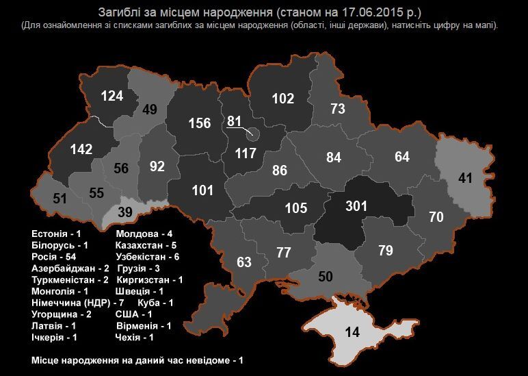 Жители Донбасса гибнут в АТО наравне с украинцами из других регионов: инфографика