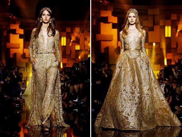 Elie Saab показал в Париже золотое свадебное платье, от которого захватывает дух