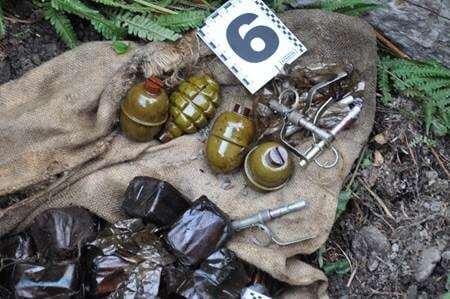 На Закарпатті в лісі виявили арсенал зброї із зони АТО: відеофакт