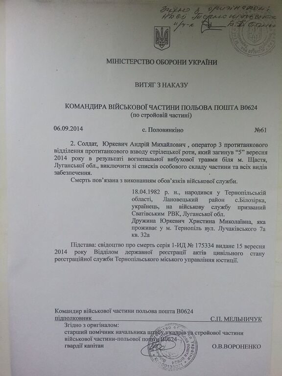 У Тернополі загиблому "айдарівцю" прийшла повістка у військкомат: опубліковано документ