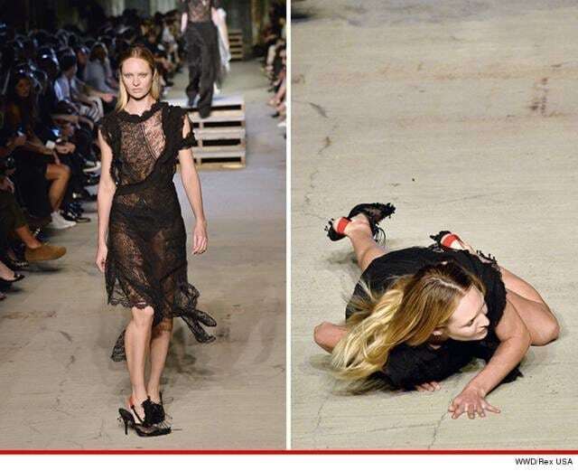 Супермодель Victoria's Secret опозорилась неуклюжим падением на Неделе моды в Нью-Йорке