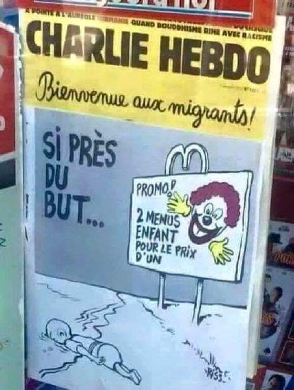 Убийственная "шутка": Сharlie Hebdo высмеял смерть сирийского мальчика. Фотофакт