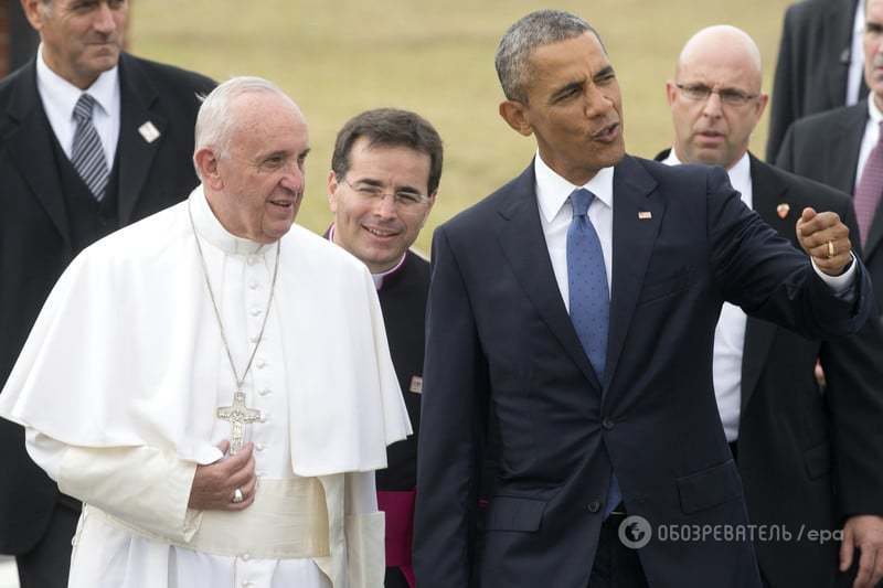 Впервые в США: Папу Франциска с почестями встречала вся семья Обамы. Фоторепортаж
