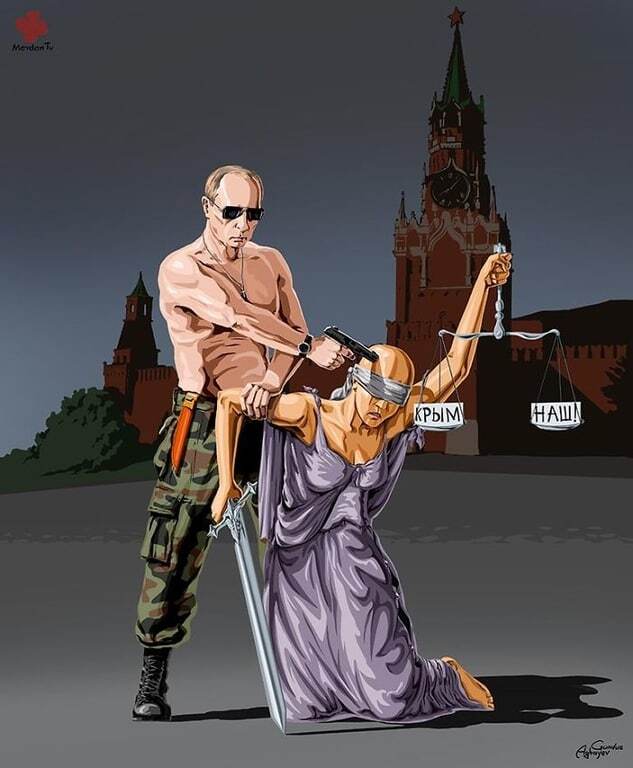 Художник показав, як Путін вбиває правосуддя в Росії: фотофакт