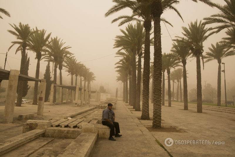 Ізраїль накрило небувалою піщаною бурею: фото після урагану
