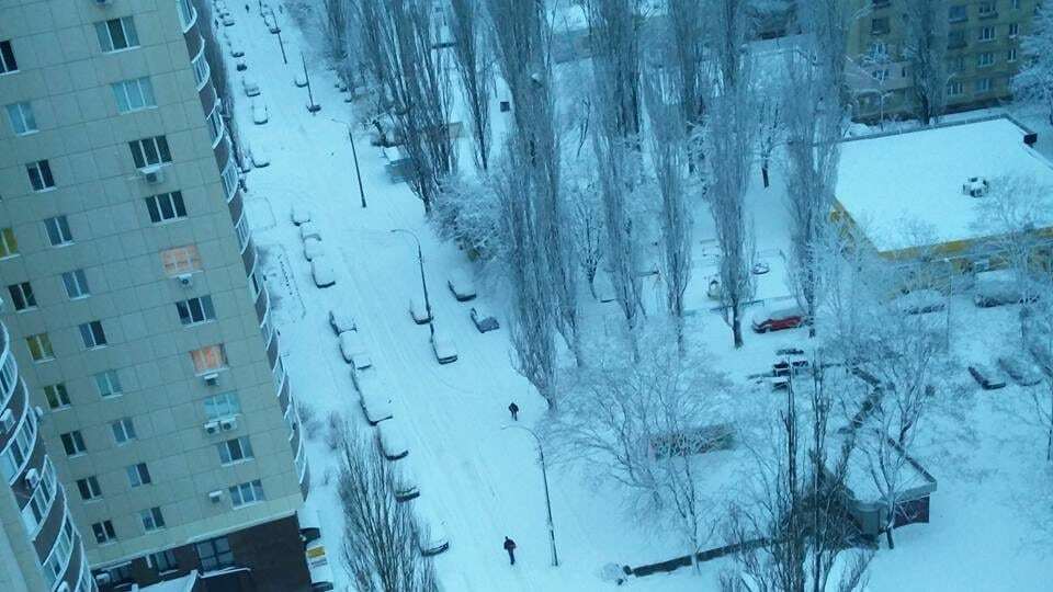 Київ за ніч рясно замело снігом: опубліковані фото і відео