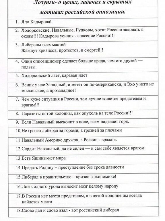 "Спаситель Росії": у соцмережу "злили" список гасел для мітингу за Кадирова