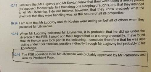 Путін, можливо, особисто схвалив вбивство Литвиненка - офіційний звіт