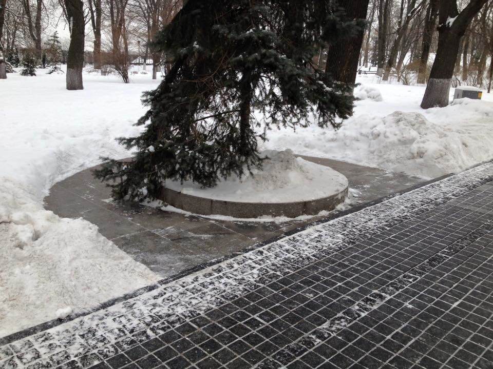 В киевском парке "оригинально" убрали снег: опубликованы фото