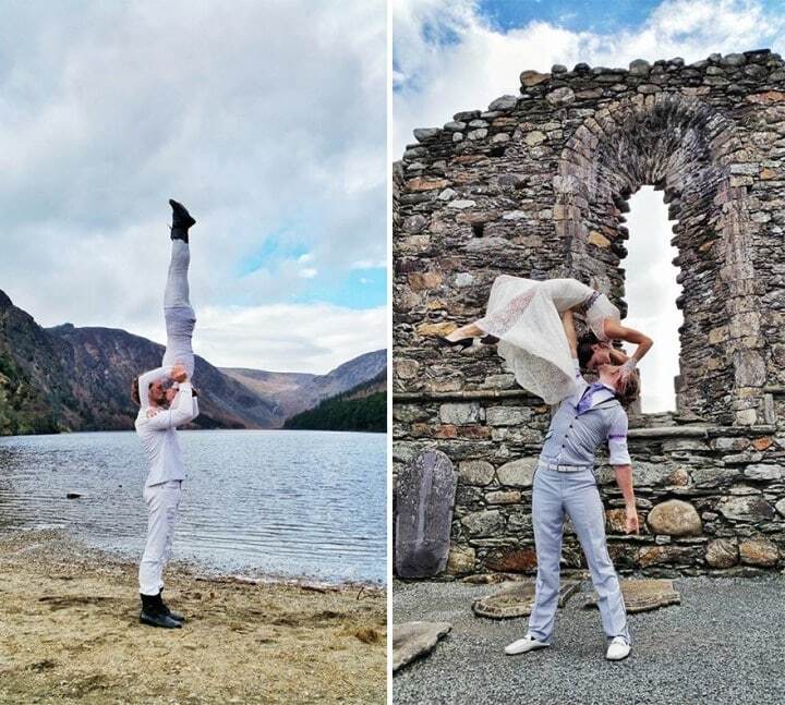 Пара акробатов сыграла свадьбу в 38 местах мира: захватывающие дух фото