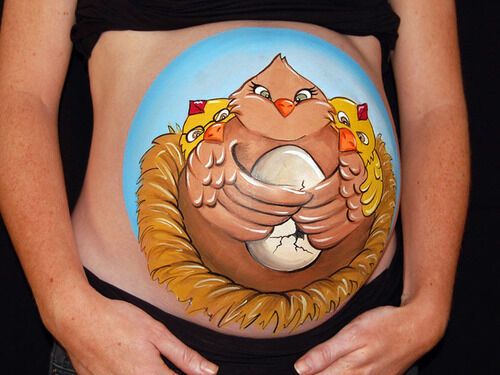 Разрисованные беременные животики: красивые фото 