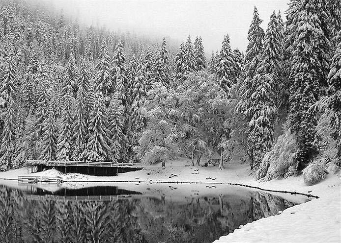 Зимова казка Карпат: опубліковані приголомшливі фото озера Синевир