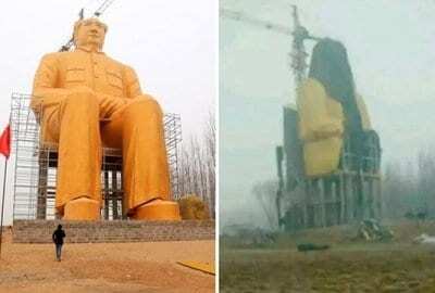 В Китае 36-метровый памятник Мао Цзэдуну простоял всего три дня: фотофакт