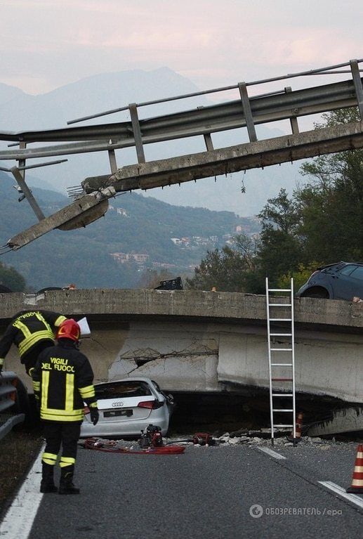 В Італії під колесами вантажівки обвалився міст: є жертви