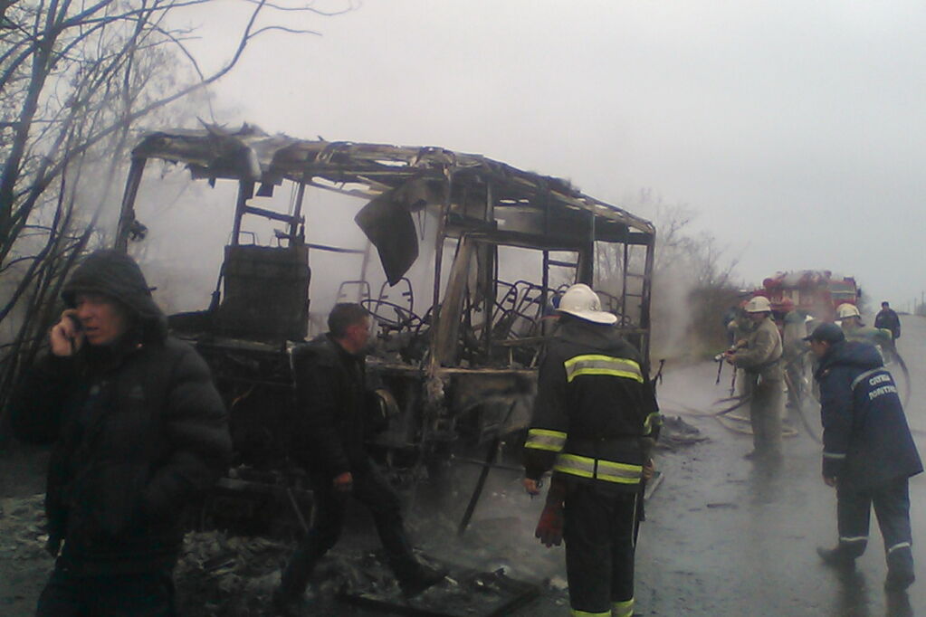 У Харківській області під час руху загорівся автобус із пасажирами