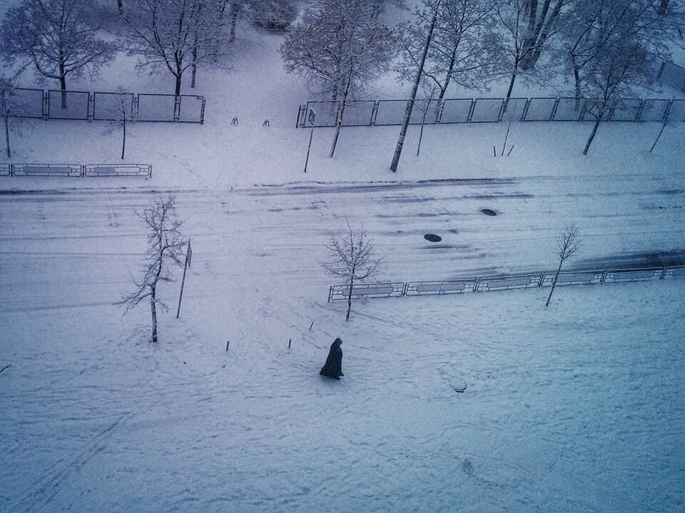 Соцсети рассмешило фото "Дарта Вейдера" на заснеженной улице Киева