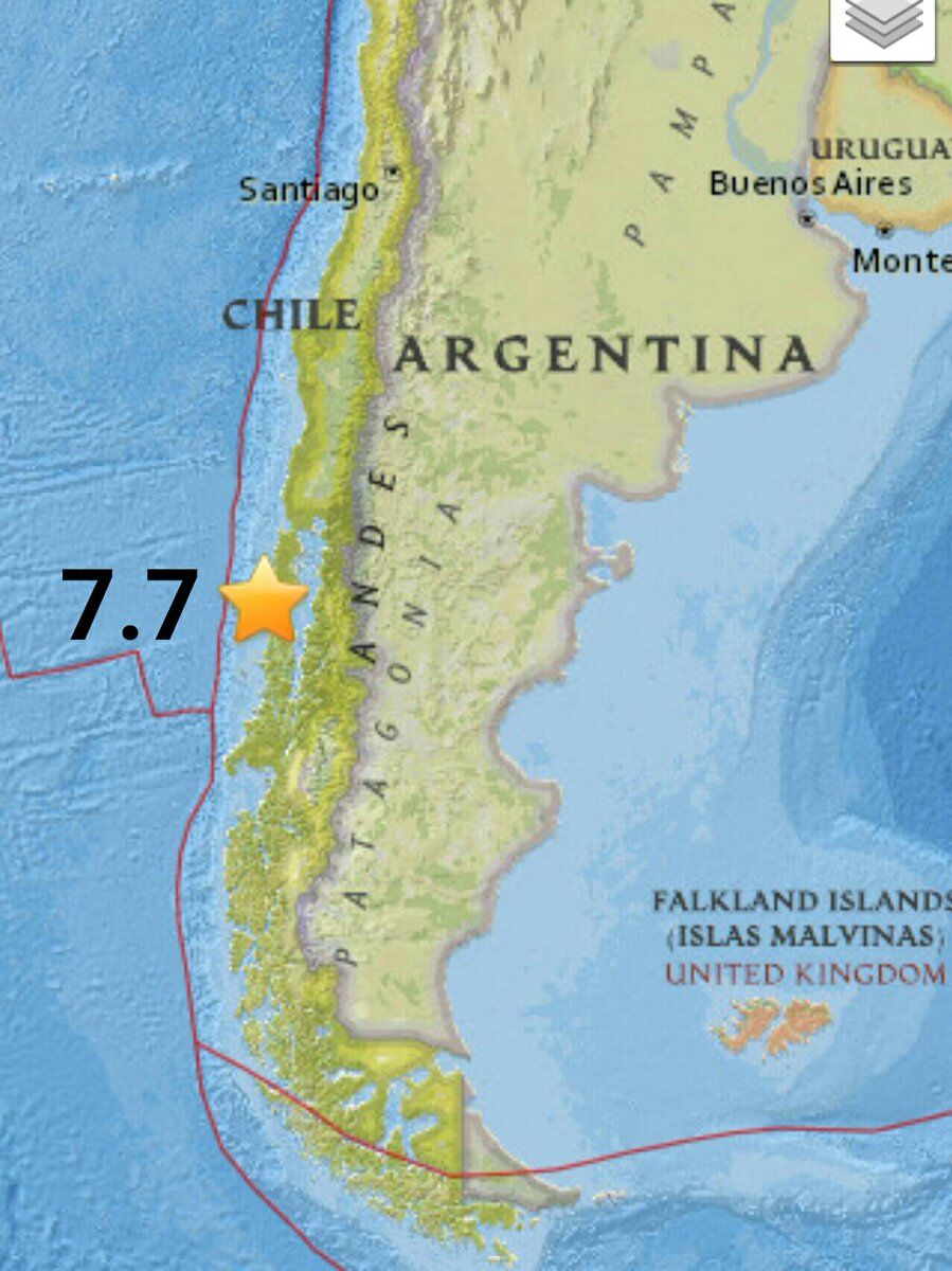 В Чили произошло мощное землетрясение магнитудой 7,7