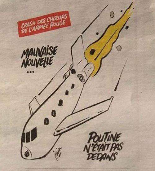 Росіян розлютили жорсткі карикатури Charlie Hebdo на крах Ту-154