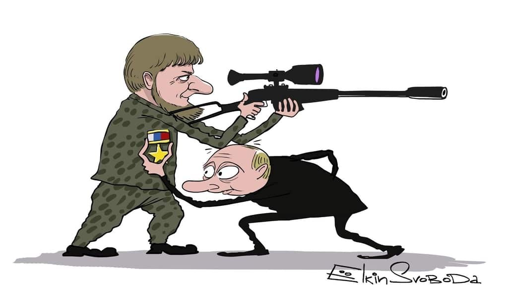 В тылу бородача: известный карикатурист высмеял связь Путина и Кадырова. Фотофакт