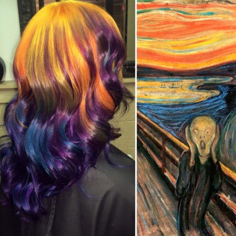 Потрясающие фото парикмахера, красящей свои волосы в цвета знаменитых картин