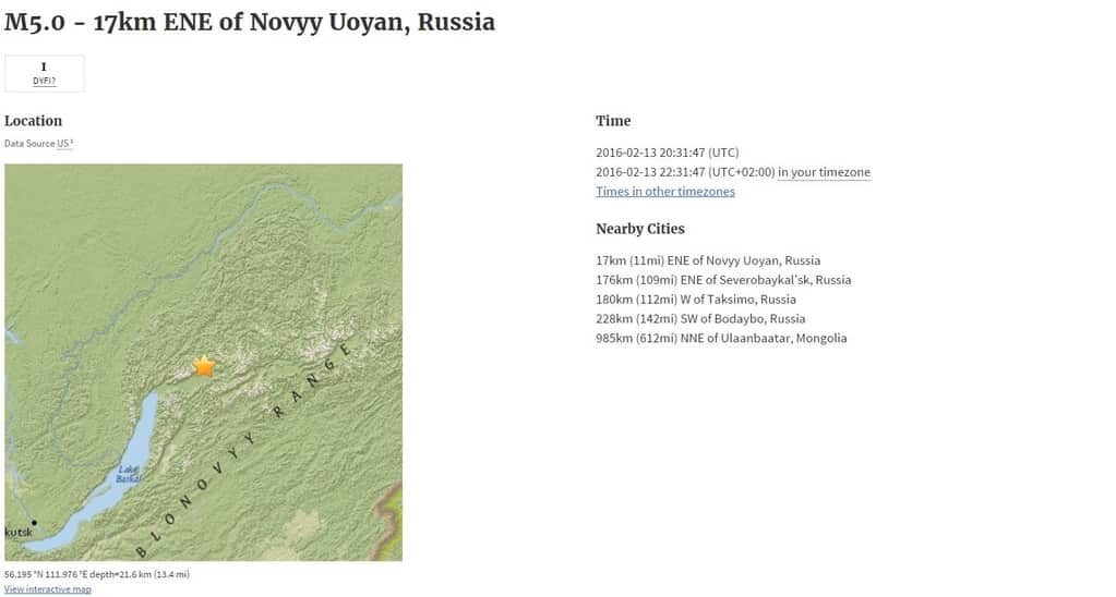 У Росії стався землетрус - 14 лютого 2016