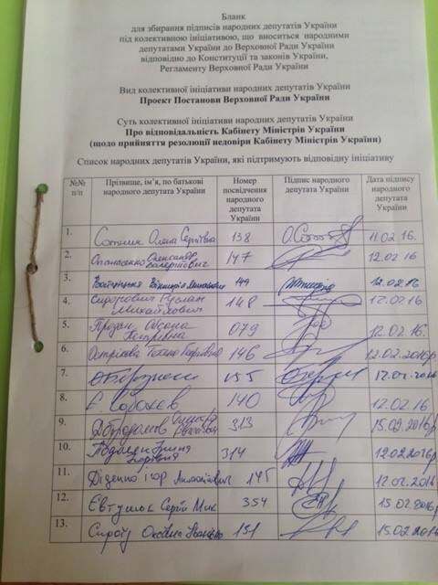 У Раді зібрано п'яту частину підписів за відставку Яценюка