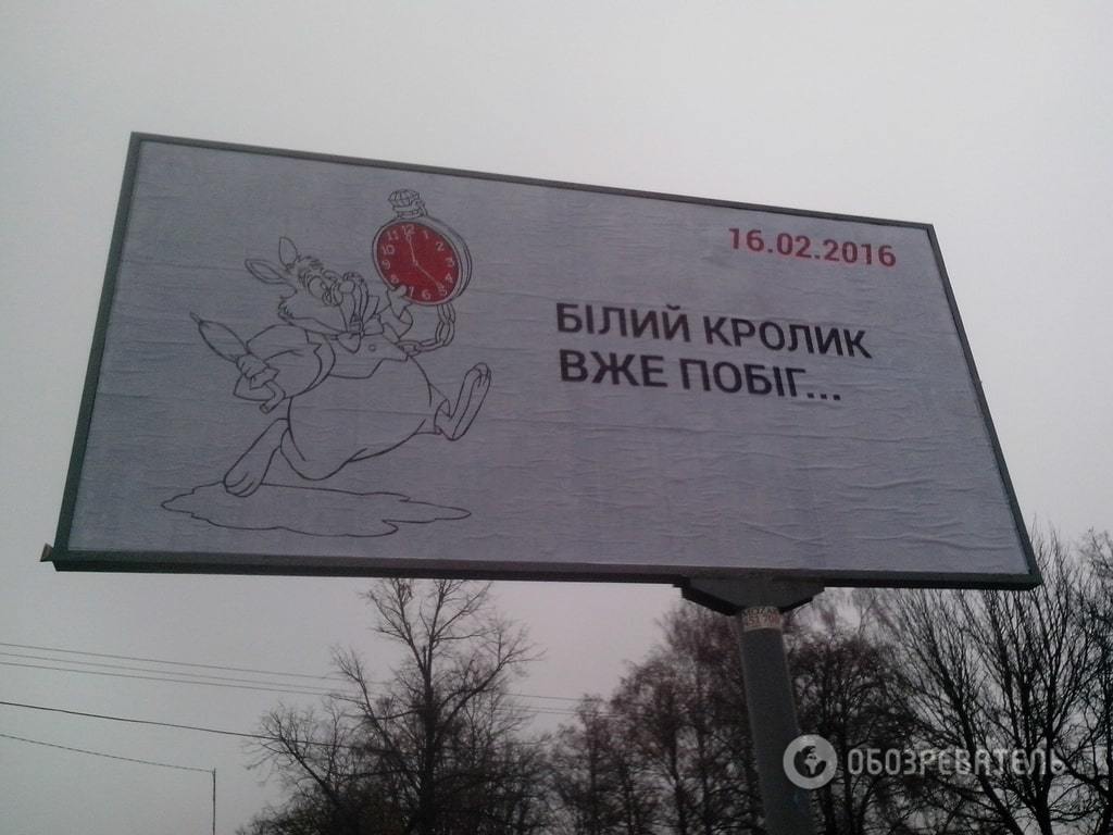 Накануне отчета Яценюка Киев заполонили билборды с кроликом: фотофакт