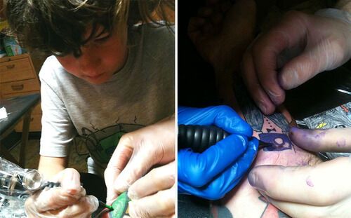 Папа делает себе татуировки по эскизам сына: веселые фото