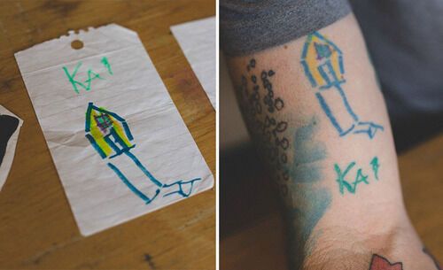 Папа делает себе татуировки по эскизам сына: веселые фото