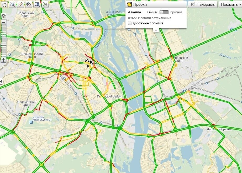 4-балльные пробки в Киеве: где возникли заторы