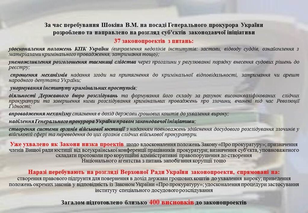 ГПУ відзвітувала про "досягнення" Шокіна за рік роботи: інфографіка