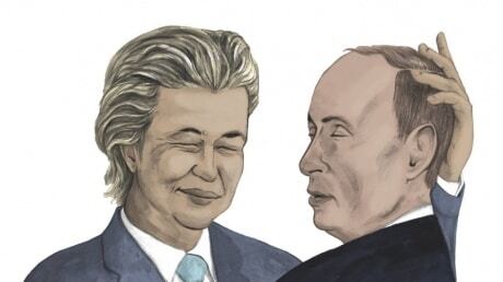 В поддержку Украины: в Голландии развесили Путина, целующегося с местным политиком