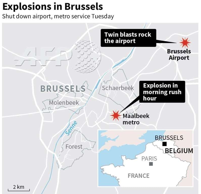 Теракты в Брюсселе: в сети появилась схема взрывов